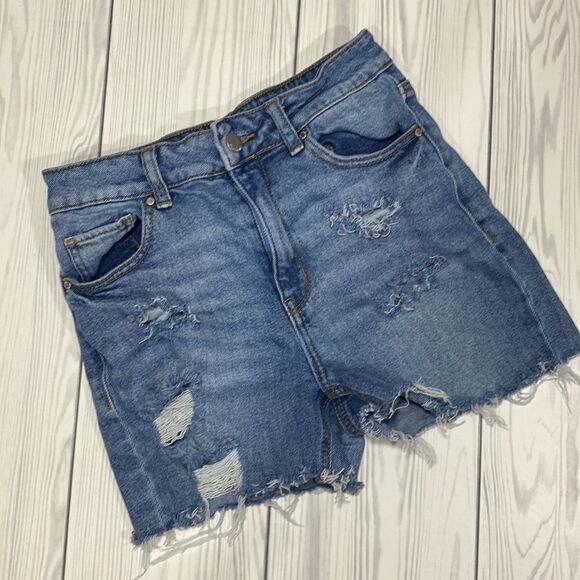 Tinseltown High Rise Distressed Denim Jean Shorts Size 5 - Picture 1 of 6